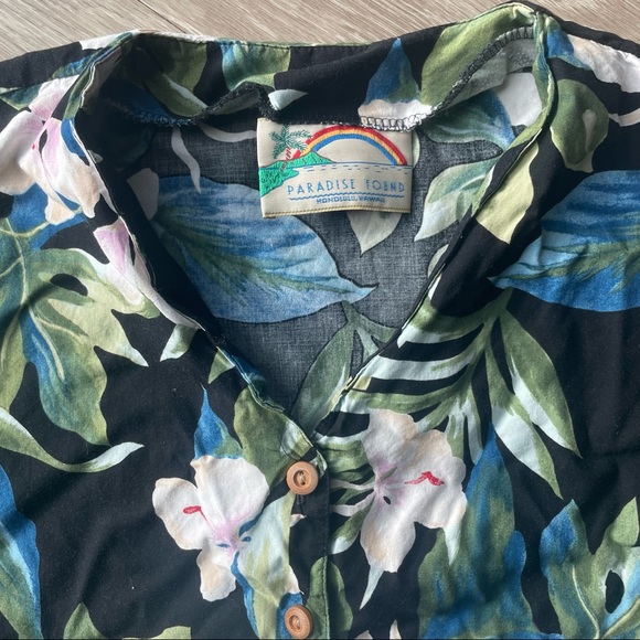 Paradise Found Orchid Ginger Black Hawaiian Shirt - S - Picture 3 of 7